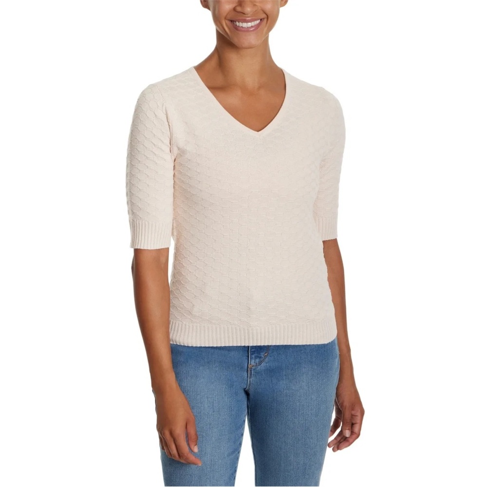 Ella Moss V-Neck Sweater in Cream